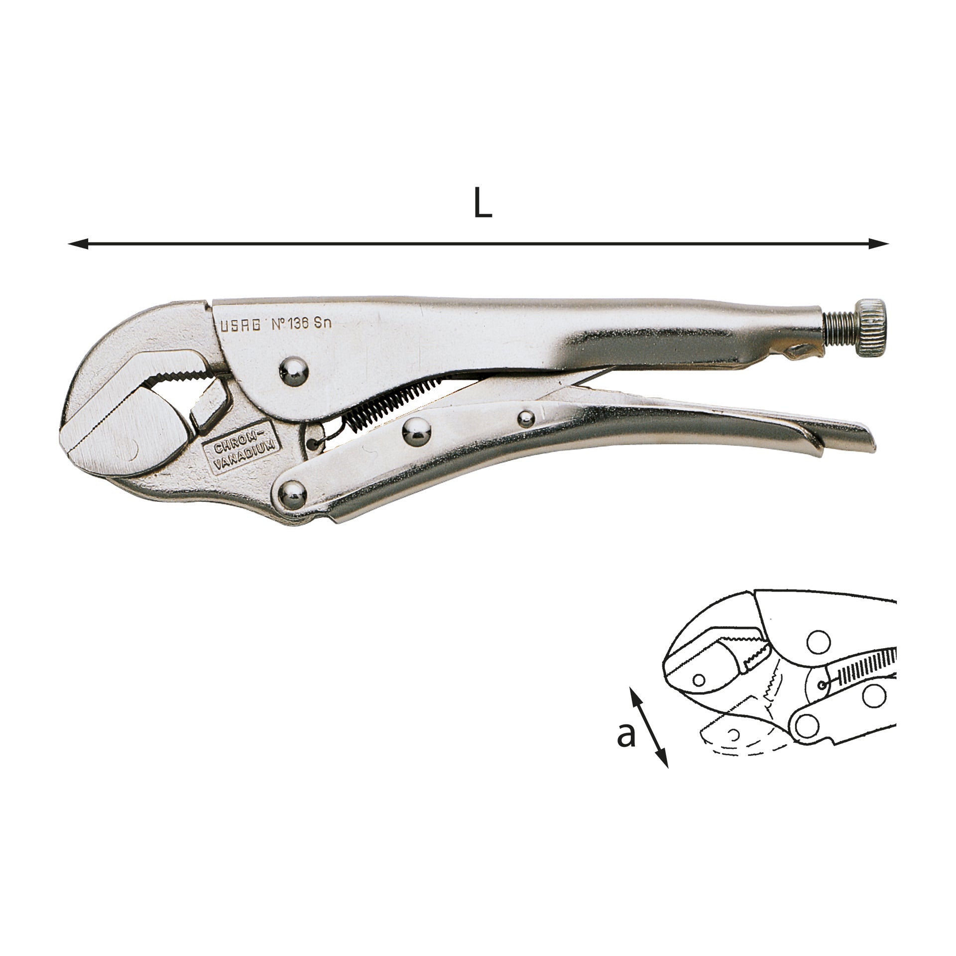 136 SN - self-locking adjustable pliers with articulated lower jaw - Usag - U01360501 136 SN - self-locking adjustable pliers with articulated lower jaw - Usag - U01360501